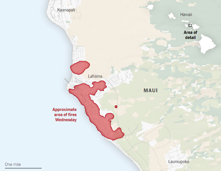 area of maui wildfires