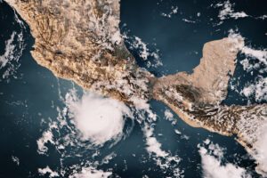 Hurricane Otis 2023 Cloud Map Mexico 3D Render Neutral